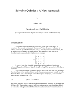 Solvable Quintics : A New Approach