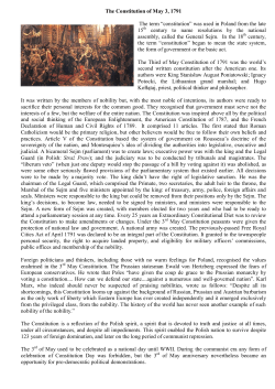 The Constitution of May 3, 1791 The term &ldquo;constitution&rdquo; was