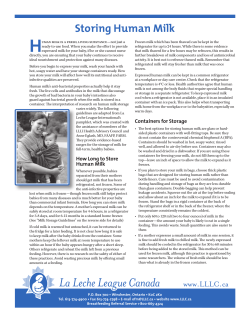 Storing Human Milk - La Leche League Canada