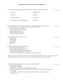Matter Atoms and Elements Practice Problems
