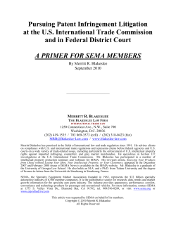 Pursuing Patent Infringement Litigation at the US International Trade