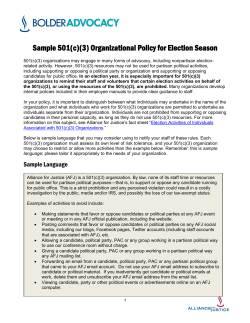 Sample 501(c)(3) Organizational Policy for