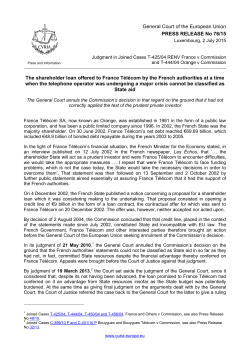 The shareholder loan offered to France T&eacute;l&eacute;com by the French