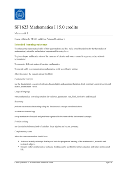 Course syllabus SF1623 valid from Autumn 08 (edition 1)