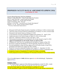 PROPOSED FACULTY MANUAL AMENDMENTS [Text to be