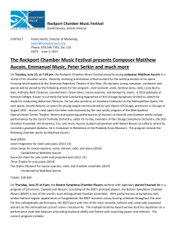 The Rockport Chamber Music Festival presents Composer Matthew