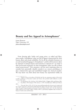 Beauty and Sex Appeal in Aristophanes