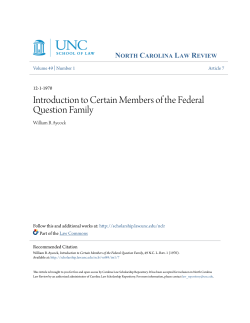 Introduction to Certain Members of the Federal Question Family