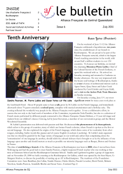July 2011 Newsletter - Alliance Fran&ccedil;aise Rockhampton