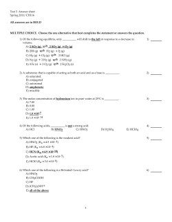 Test 3 Answer sheet Spring 2011/ CH116 All answers are in BOLD