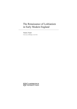 The Renaissance of Lesbianism in Early Modern England