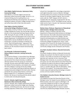 2014 STUDENT SUCCESS SUMMIT PRESENTER BIOS