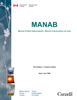 MANAB - Manual of Abbreviations / Manuel des abr&eacute;viations