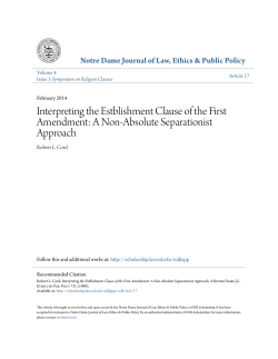 Interpreting the Estblishment Clause of the First Amendment: A Non