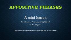 mini-lesson and assignment: appositive phrases