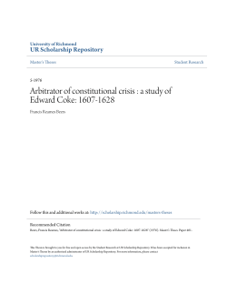 Arbitrator of constitutional crisis : a study of Edward Coke: 1607-1628