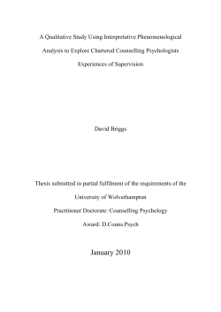 A Qualitative Study Using Interpretative Phenomenological