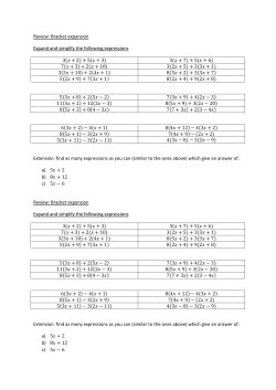 Bracket expansion Expand and simplify the following expressions