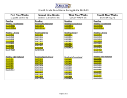 Fourth Grade At‐a‐Glance Pacing Guide 2012‐13 First Nine Weeks