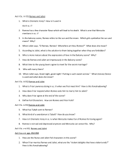 Act II Sc. i-ii EQ Romeo and Juliet 1. What is Dramatic Irony? How is