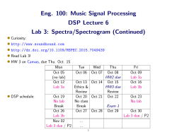 Eng. 100: Music Signal Processing DSP Lecture 6