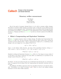 Monetary welfare measurement 1 Hicks`s Compensating and