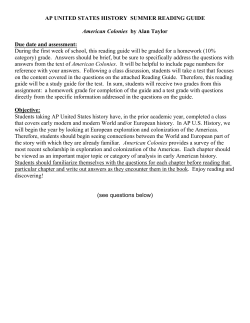AP UNITED STATES HISTORY SUMMER READING GUIDE