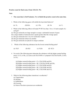 Practice exam for final exam, Chem 1210, Dr. Wu Note