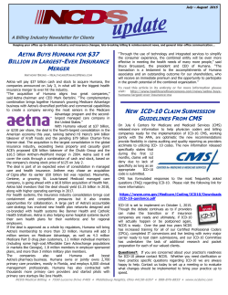 Jul – Aug 2015 NCDS Update