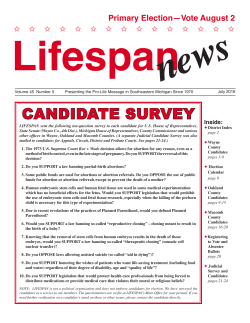 Primary Election Candidate Survey - Right to Life