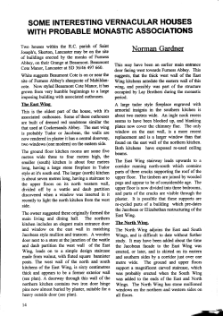 Some Interesting Vernacular Houses with Probable Monastic