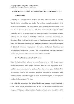 Critical Analysis of Nelson Mandela`s Leadership