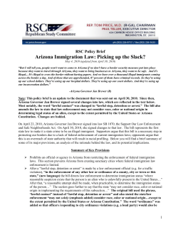 Arizona Immigration Law: Picking up the Slack?