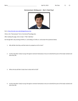 Homeostasis Webquest &ndash; Ben`s Bad Day!