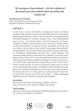 The emergence of personhood &ndash; why the evolution of the moral