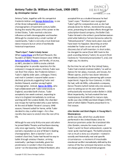 Antony Tudor (b. William John Cook, 1908-1987)