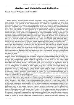Idealism and Materialism&mdash;A Reflection