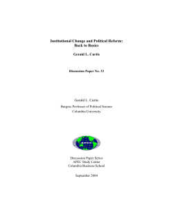 Institutional Change and Political Reform: Back to Basics