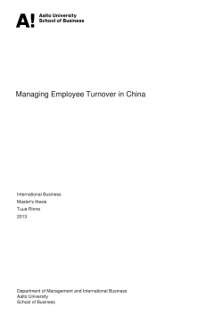 Managing Employee Turnover in China - Aalto