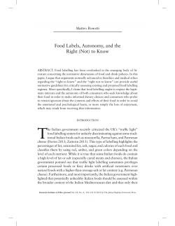 Food Labels, Autonomy, and the Right (Not) to Know