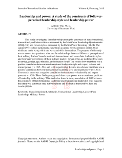 Leadership and power: A study of the constructs of follower