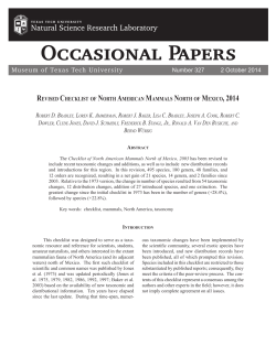 Revised Checklist of North American Mammals North of Mexico, 2014