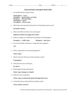 Earth and Earth`s Atmosphere Study Guide 1. L