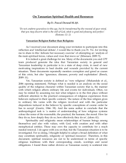 On Tanzanian Spiritual Health and Resources