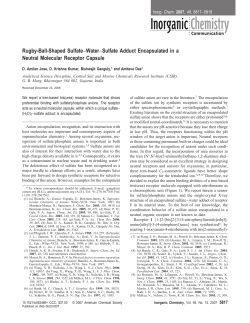 Rugby-Ball-Shaped Sulfate&minus;Water&minus;Sulfate Adduct Encapsulated in