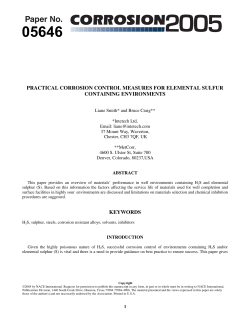 Practical Corrosion Control Measures for Elemental Sulfur