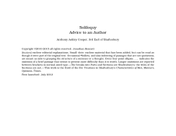 Soliloquy Advice to an Author