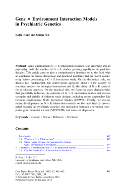 Gene 3 Environment Interaction Models in Psychiatric Genetics