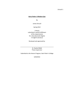 Harry Potter: A Modern Epic - Saint Peter`s University Digital