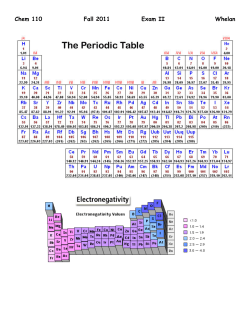 Chem 110 Fall 2011 Exam II Whelan
